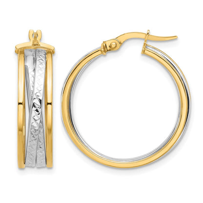 Polished and Diamond-cut Hoop Earrings - 6.5mm