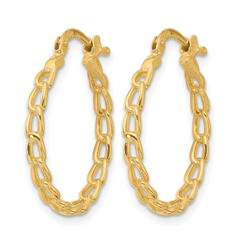 Polished Curb Link Design Hoop Earrings - 2.67g