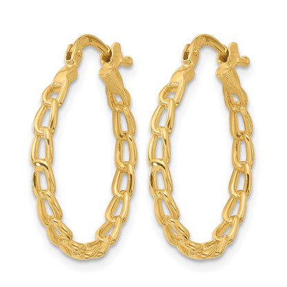 Polished Curb Link Design Hoop Earrings - 2.67g
