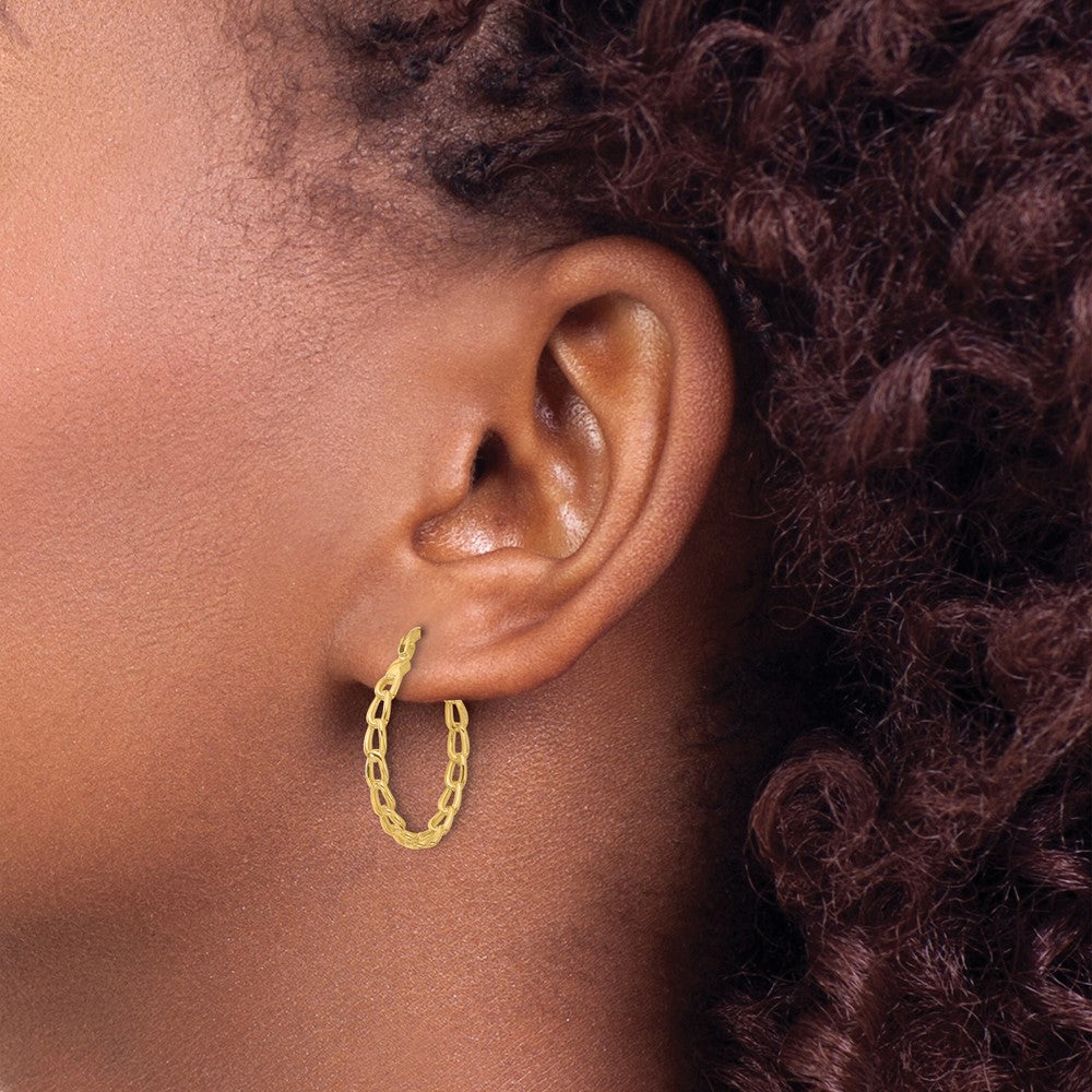 Polished Curb Link Design Hoop Earrings - 2.67g