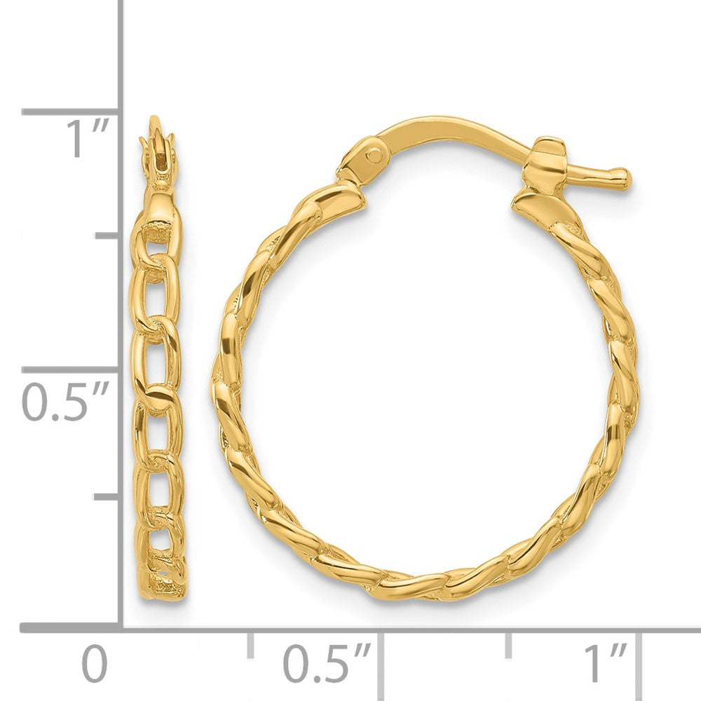 Polished Curb Link Design Hoop Earrings - 2.67g