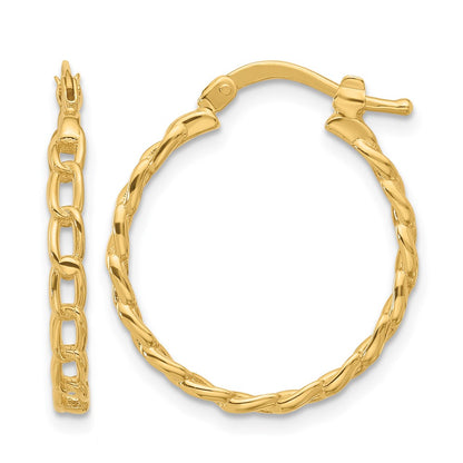 Polished Curb Link Design Hoop Earrings - 2.67g