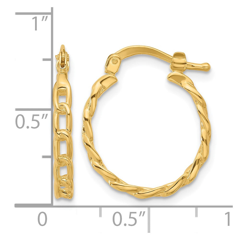 Polished Curb Link Design Hoop Earrings - 2.48g