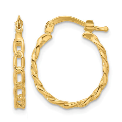 Polished Curb Link Design Hoop Earrings - 2.48g