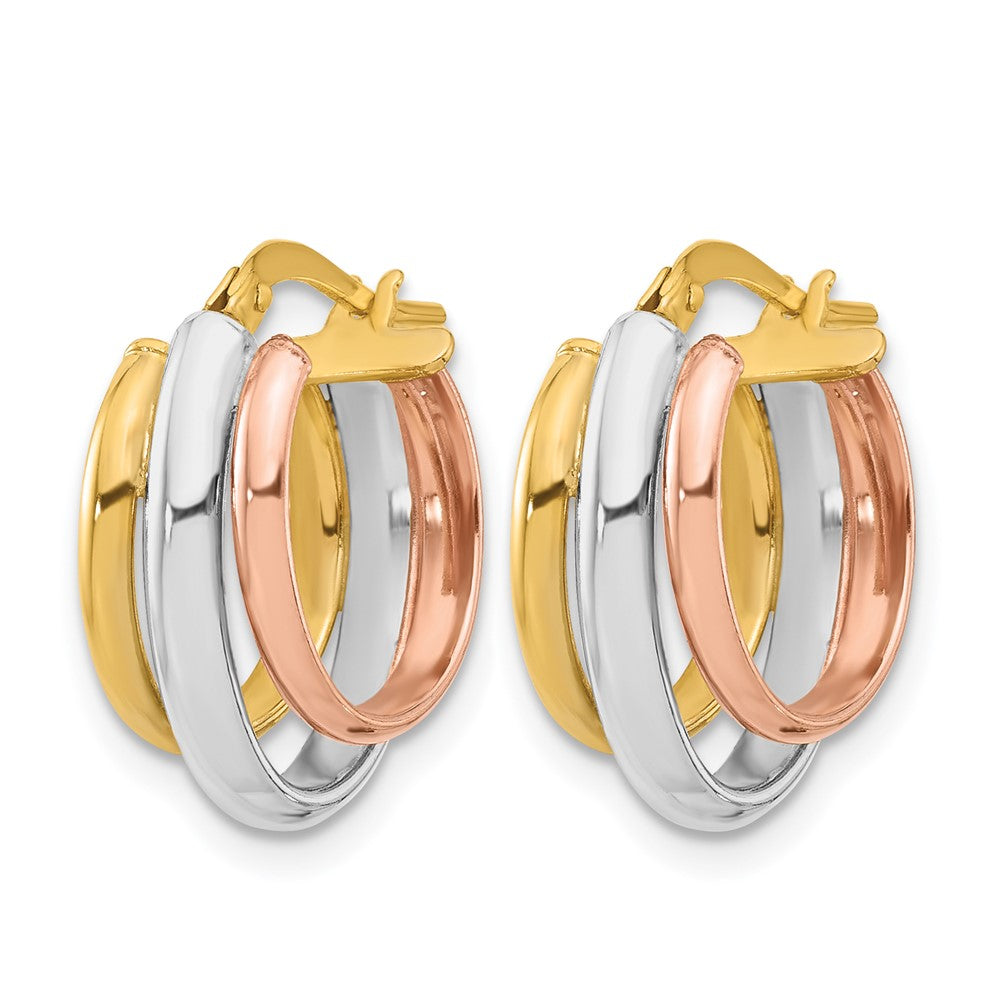 Polished 3 Row Oval Hoop Earrings