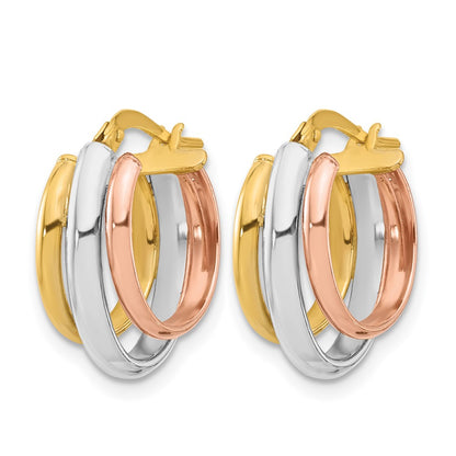 Polished 3 Row Oval Hoop Earrings