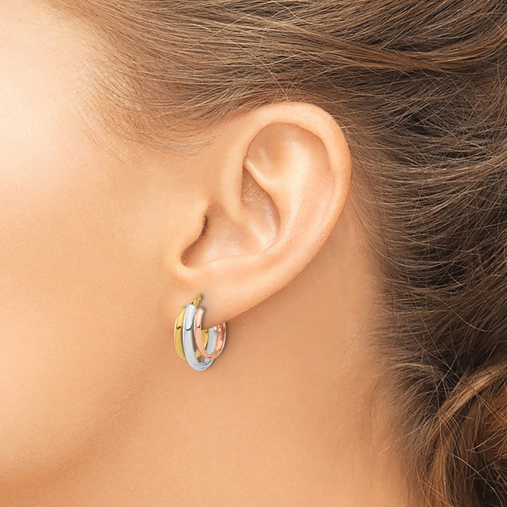 Polished 3 Row Oval Hoop Earrings