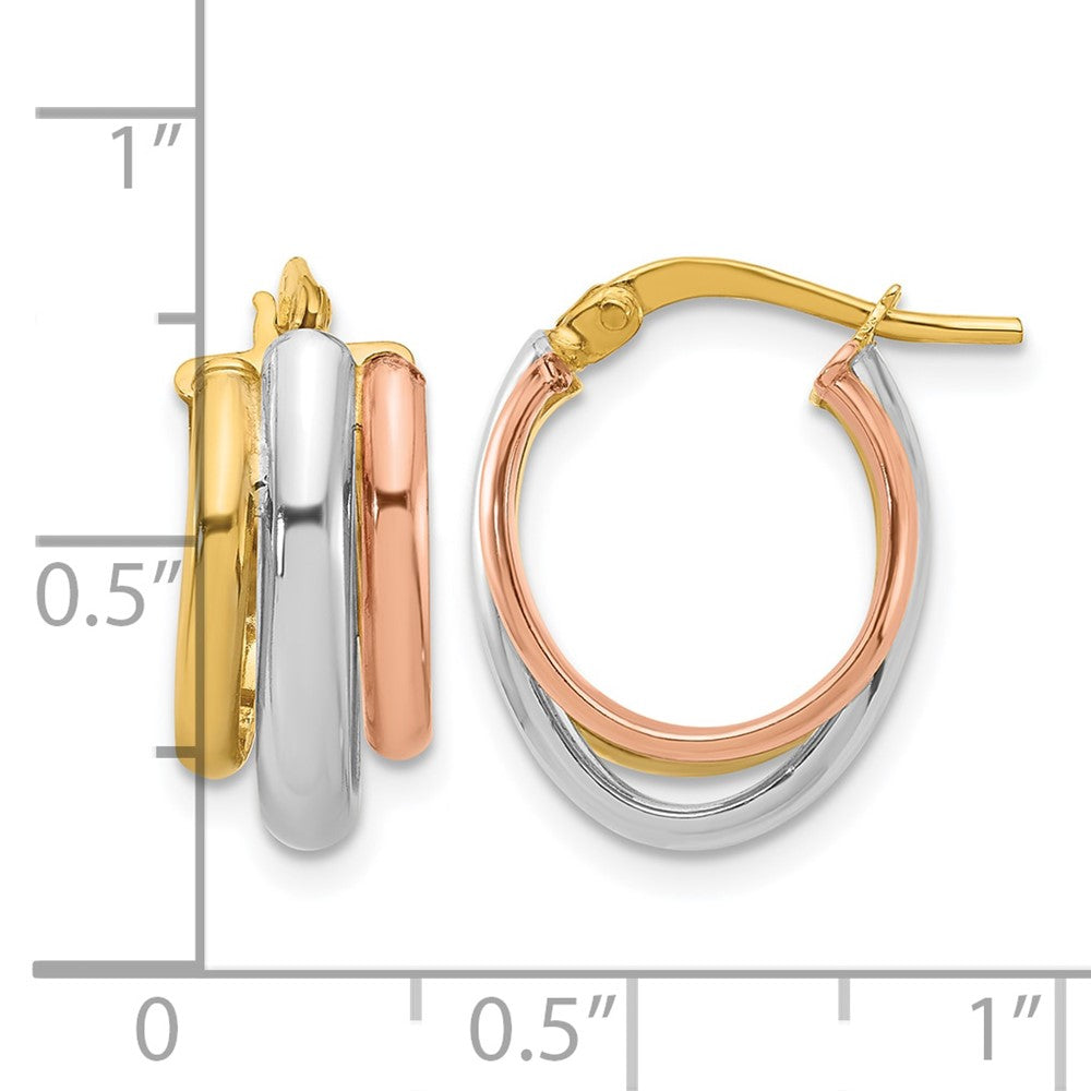 Polished 3 Row Oval Hoop Earrings