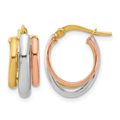 Polished 3 Row Oval Hoop Earrings