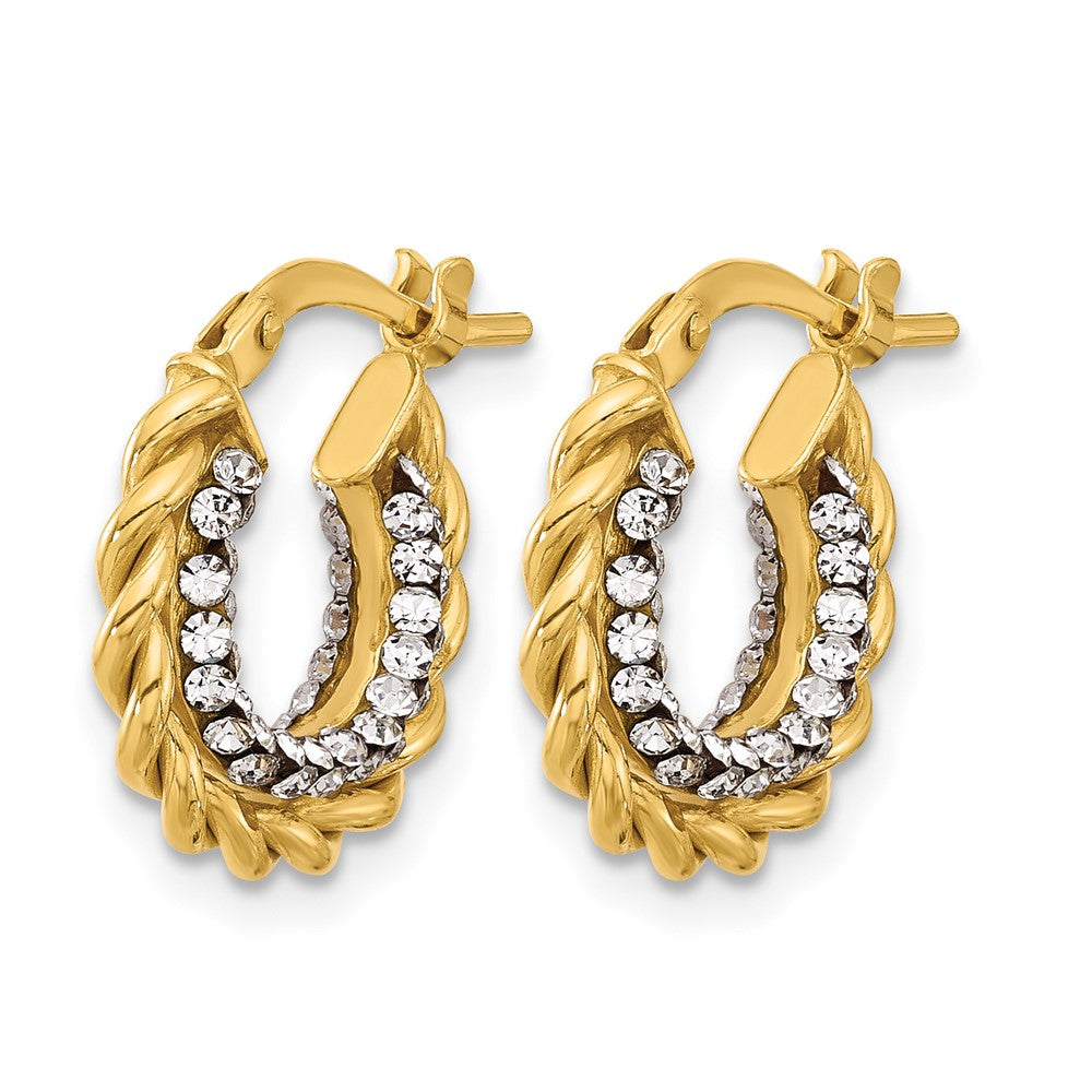 Polished with Crystals Twisted Hoop Earrings - 1.94g