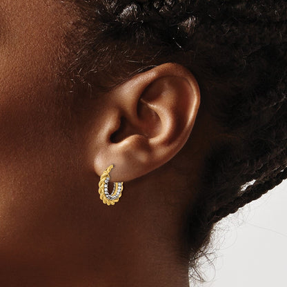 Polished with Crystals Twisted Hoop Earrings - 1.94g