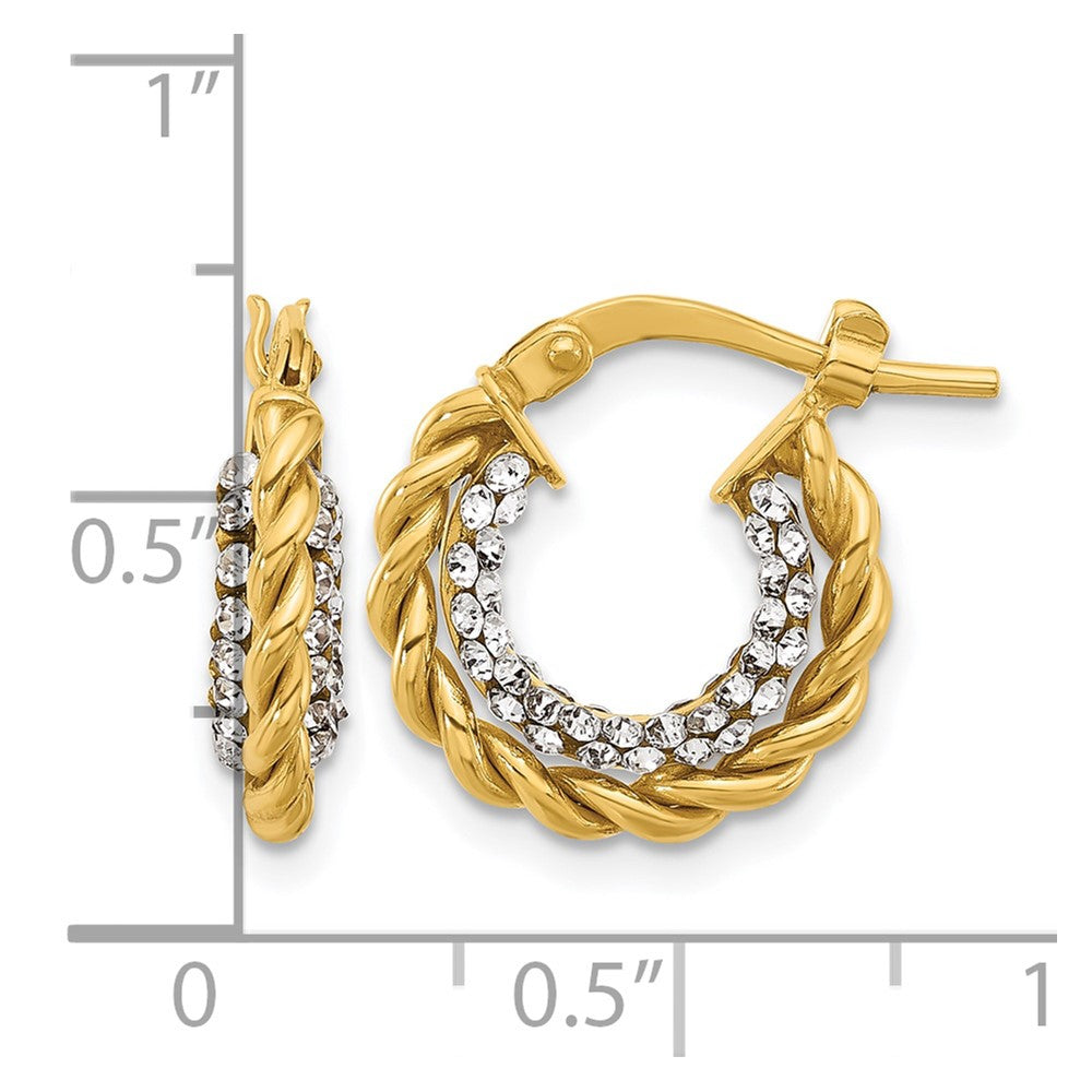 Polished with Crystals Twisted Hoop Earrings - 1.94g