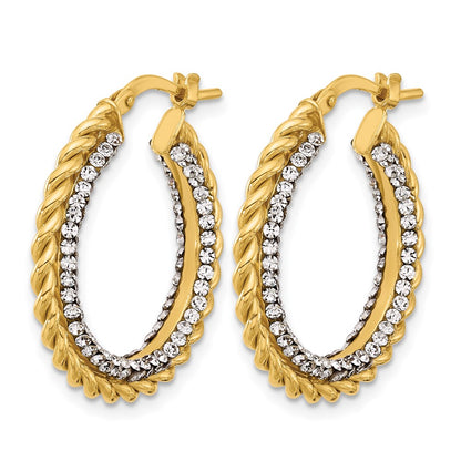 Polished with Crystals Twisted Hoop Earrings - 3.3g