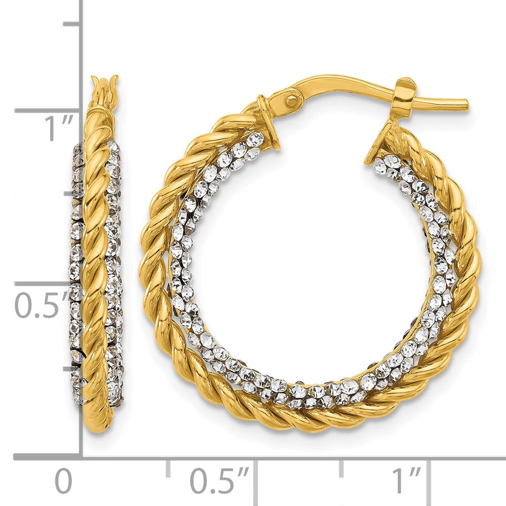 Polished with Crystals Twisted Hoop Earrings - 3.3g