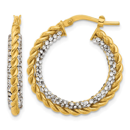 Polished with Crystals Twisted Hoop Earrings - 3.3g