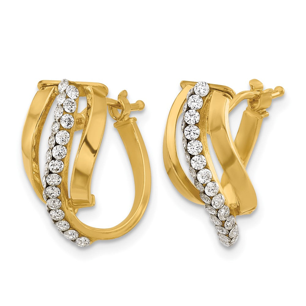 Polished with Crystals Fancy Wave Hoop Earrings