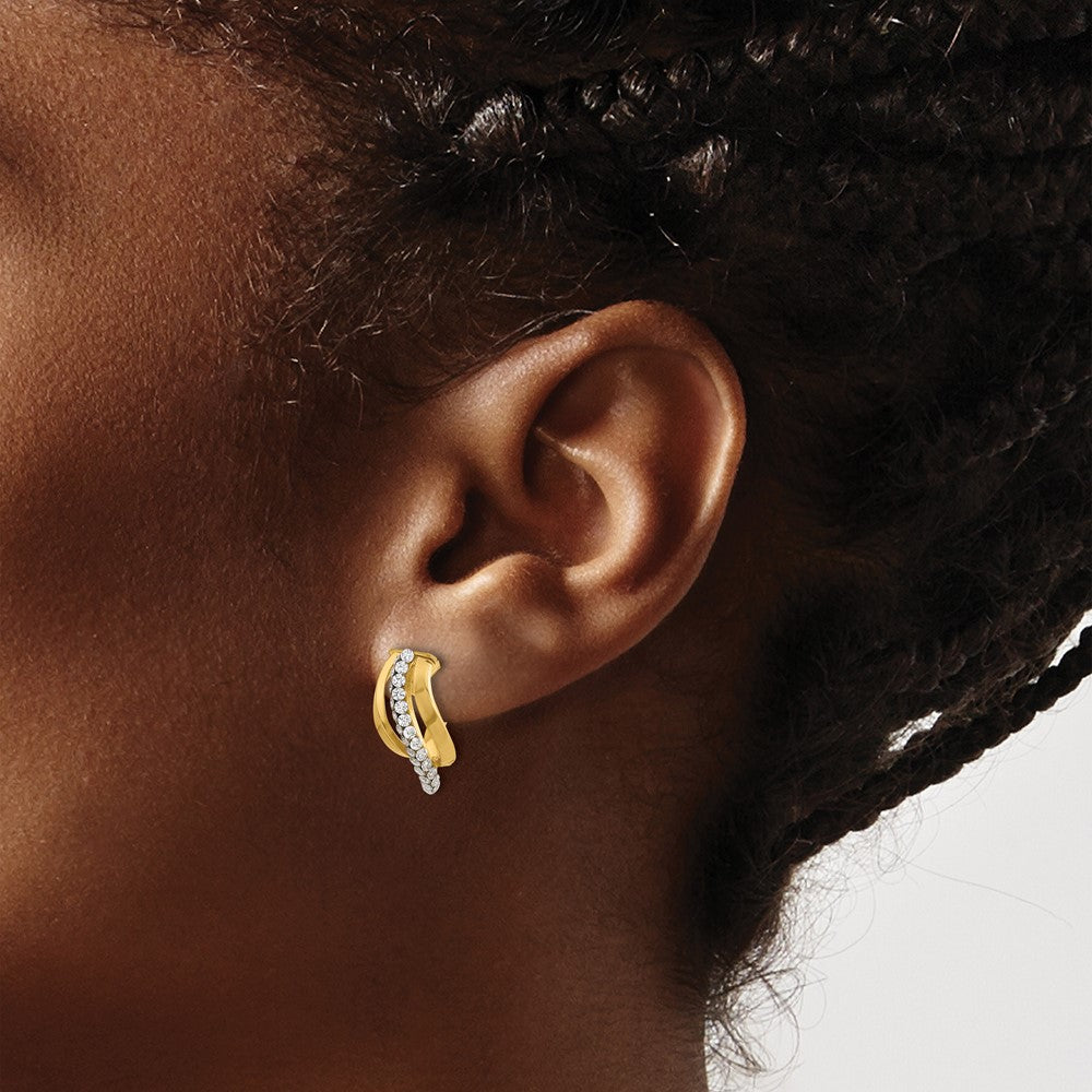 Polished with Crystals Fancy Wave Hoop Earrings
