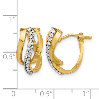 Polished with Crystals Fancy Wave Hoop Earrings