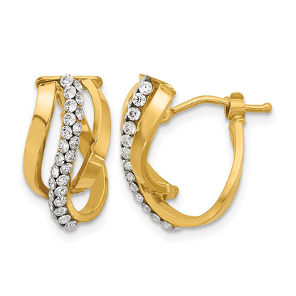 Polished with Crystals Fancy Wave Hoop Earrings