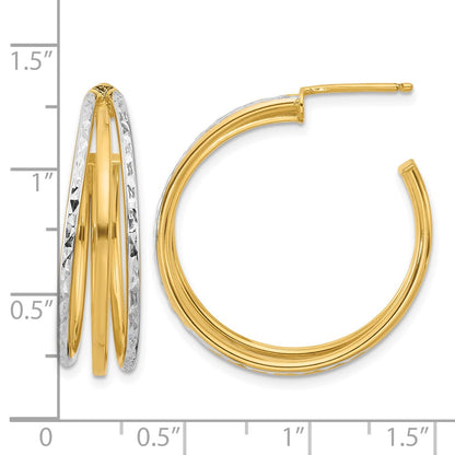D/C 3-Row Round J-Hoop Post Earrings