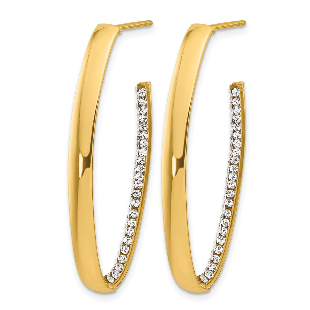 Polished Crystals J-Hoop Post Earrings