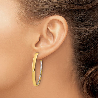 Polished Crystals J-Hoop Post Earrings