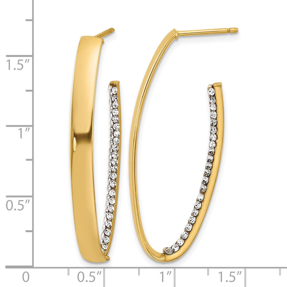 Polished Crystals J-Hoop Post Earrings