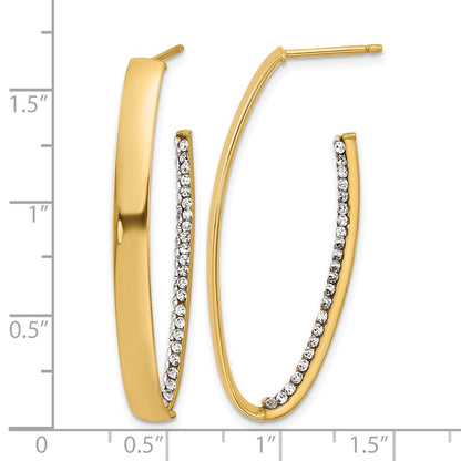 Polished Crystals J-Hoop Post Earrings