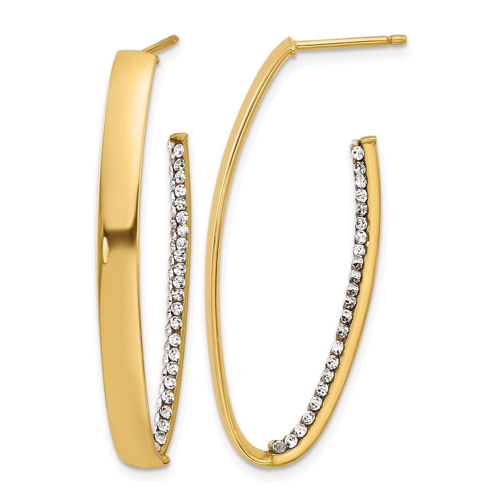 Polished Crystals J-Hoop Post Earrings