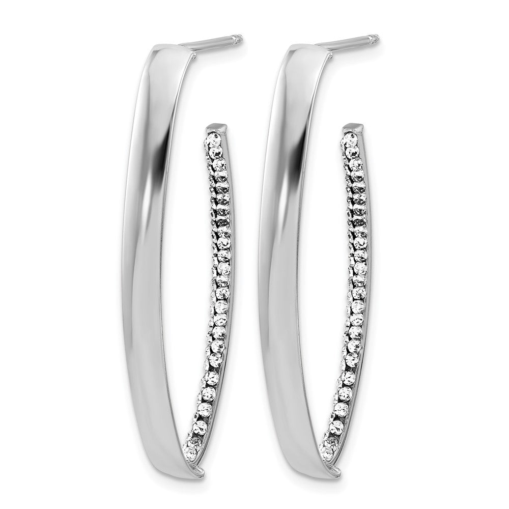 Polished Crystals J-Hoop Post Earrings