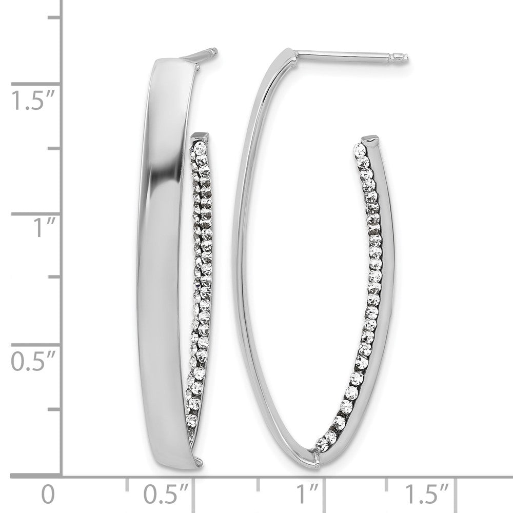 Polished Crystals J-Hoop Post Earrings