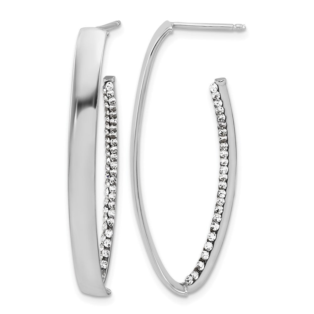 Polished Crystals J-Hoop Post Earrings