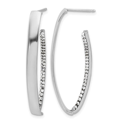 Polished Crystals J-Hoop Post Earrings