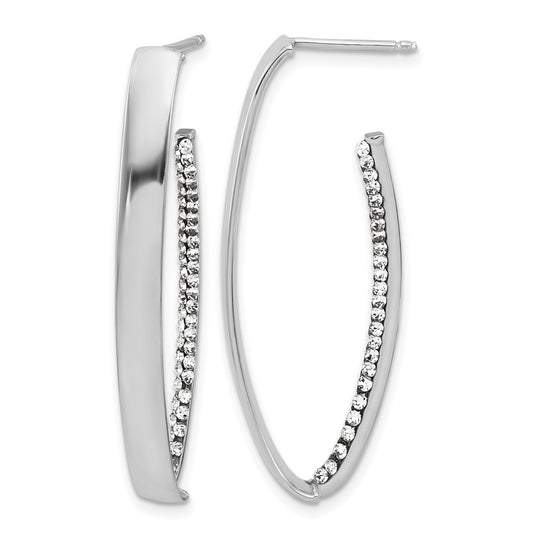 Polished Crystals J-Hoop Post Earrings