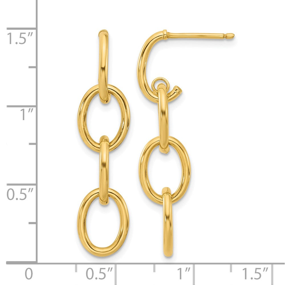 Polished Triple Circle Link Dangle Post Earrings