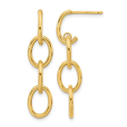 Polished Triple Circle Link Dangle Post Earrings