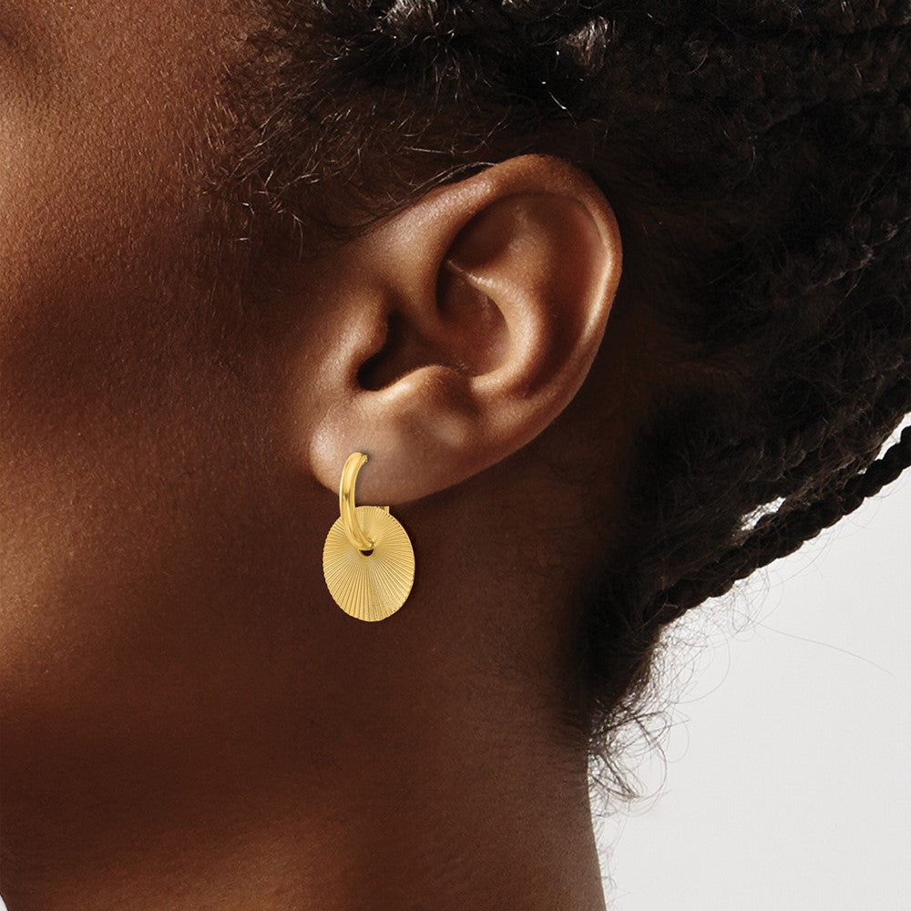 Polished and Textured Circle Dangle Post Earrings