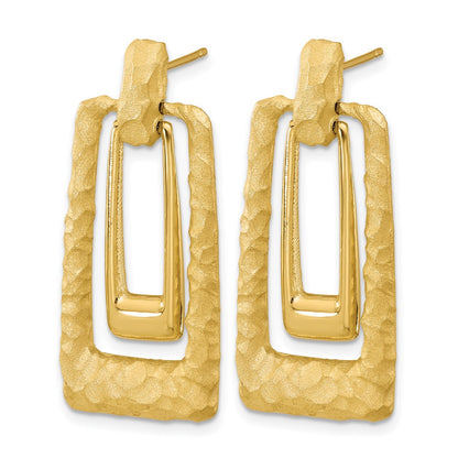 Polished and Satin Rectangle Dangle Post Earrings