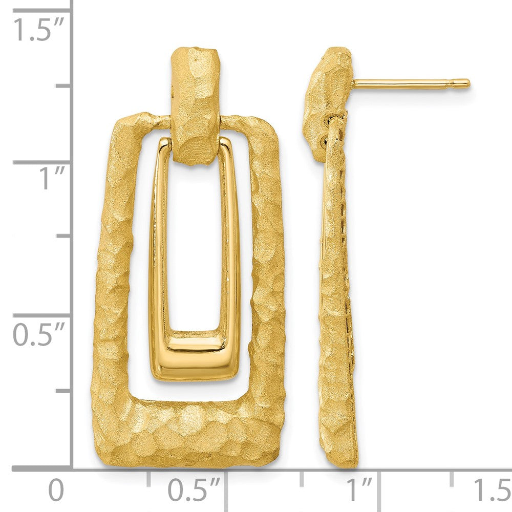 Polished and Satin Rectangle Dangle Post Earrings