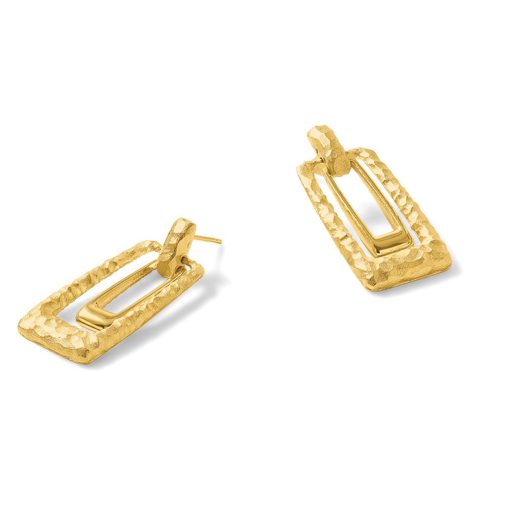 Polished and Satin Rectangle Dangle Post Earrings