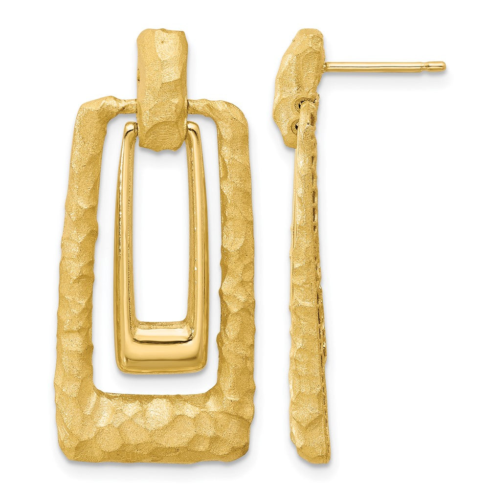 Polished and Satin Rectangle Dangle Post Earrings
