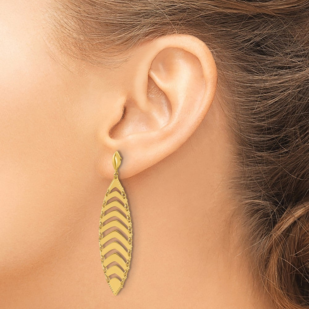 Polished D/C Post Dangle Leaf Earrings