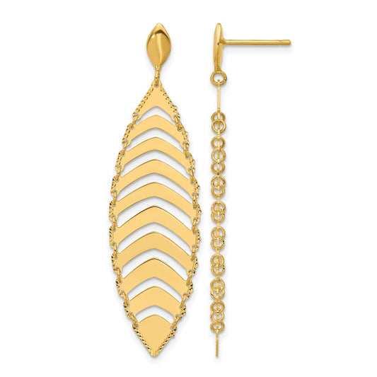 Polished D/C Post Dangle Leaf Earrings