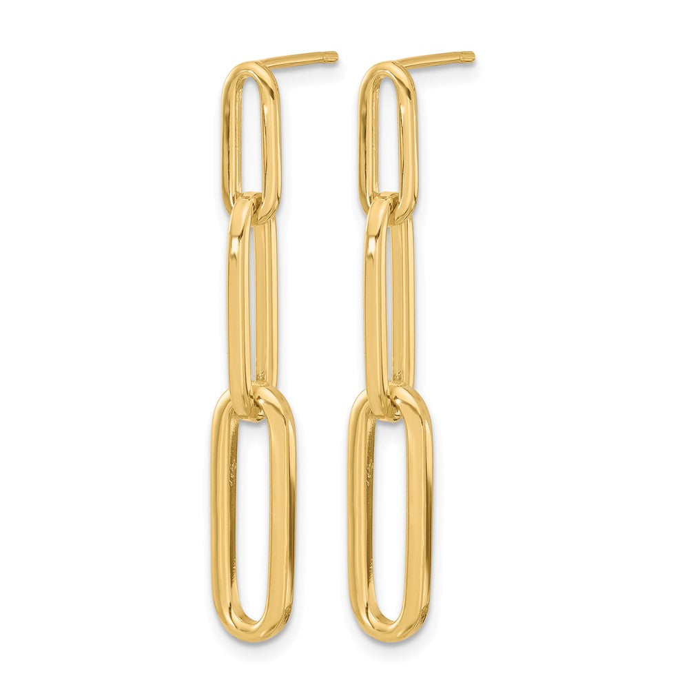 Polished Paperclip Link Post Dangle Earrings