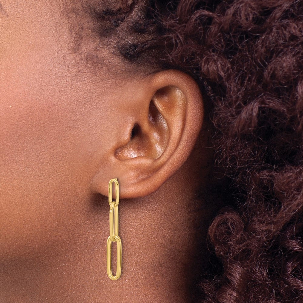 Polished Paperclip Link Post Dangle Earrings