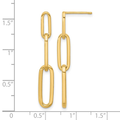 Polished Paperclip Link Post Dangle Earrings