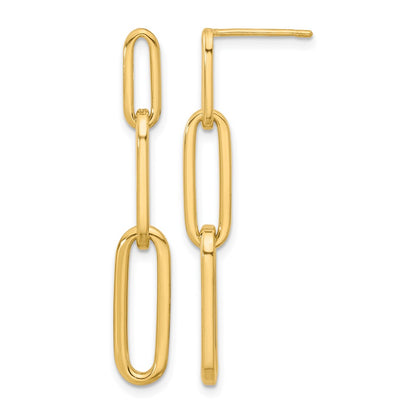 Polished Paperclip Link Post Dangle Earrings