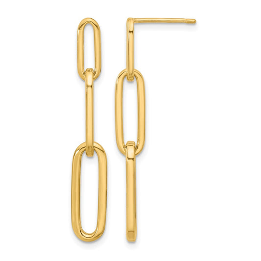 Polished Paperclip Link Post Dangle Earrings