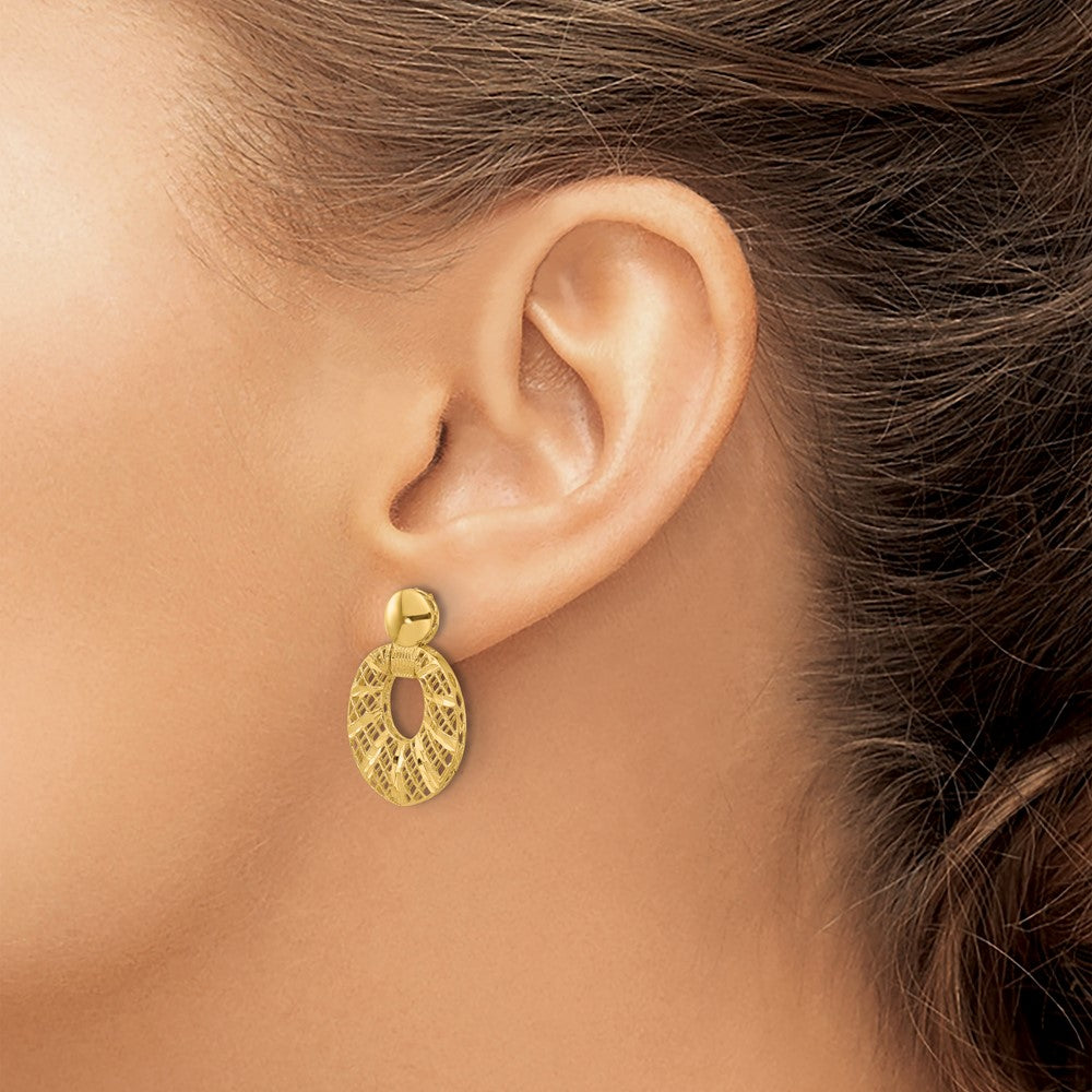 Polished D/C Oval Post Dangle Earrings