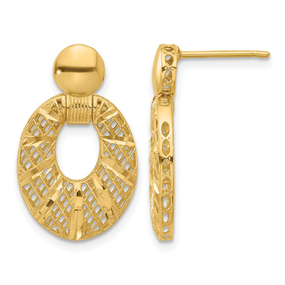 Polished D/C Oval Post Dangle Earrings